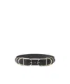Pinko Leather Belt With Multiple Metal Loops, 4cm In Black