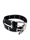 Pinko Leather Belt With Rectangular Studs, 3 Cm In Black