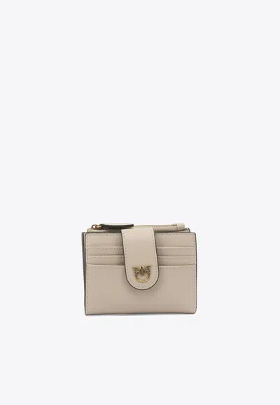 Pinko Leather Bi-fold Wallet In Sand