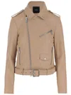 Pinko Costa Rica Leather Biker Jacket In Pink