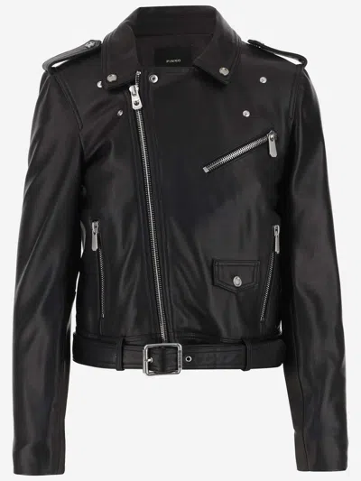 PINKO LEATHER BIKER JACKET