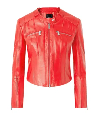 Pinko Leather Biker Jacket In Red