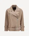 Pinko Candy Belted Leather Jacket In Sand