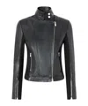 Pinko Blouson De Motard En Cuir Avec Dos En Tissu In Black
