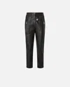 Pinko Leather Biker Pants With Zip In Caviar Black