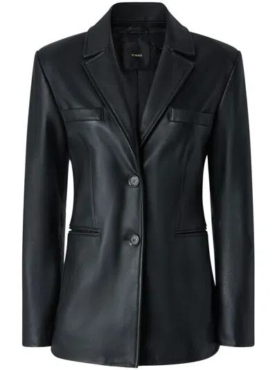 Pinko Leather Blazer In Black