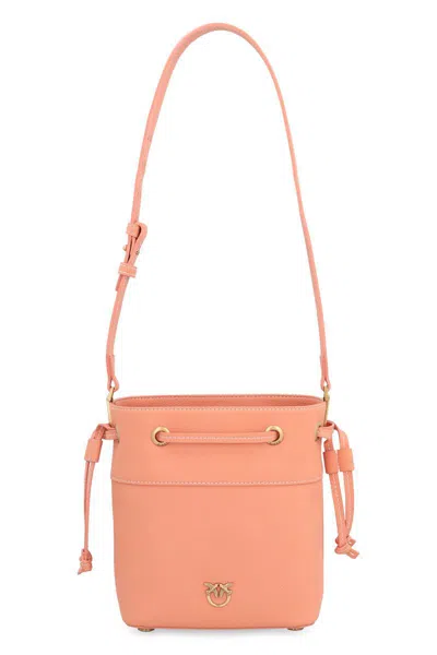 Pinko Leather Bucket Bag In Orange