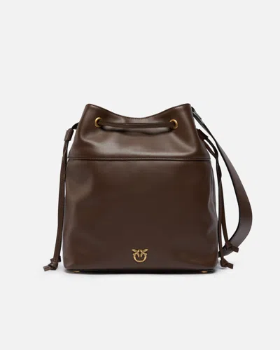 Pinko Leather Bucket Bag With Love Birds Logo