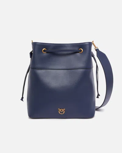 Pinko Leather Bucket Bag With Love Birds Logo