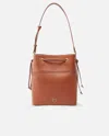 Pinko Leather Bucket Bag With Shoulder Strap In Arab-antique Gold