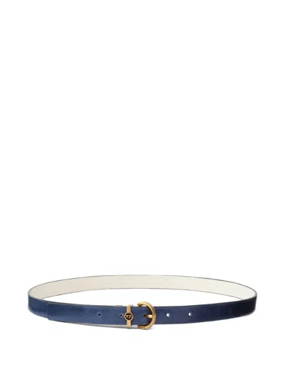 Pinko Leather Buckle Belt In Blue