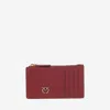 Pinko Leather Card Case With Logo In Red
