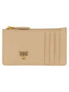 Pinko Porta Carte Con Logo In Beige