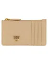 Pinko Porta Carte Con Logo In Beige