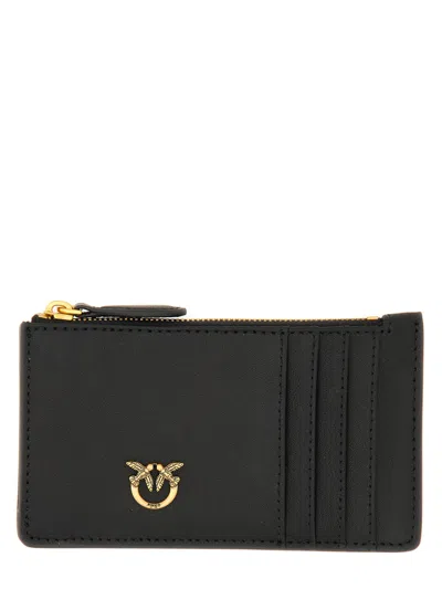 Pinko Leather Card Holder In Black