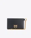 Pinko Porta Carte In Pelle Con Catenella In Noir-vieil Or
