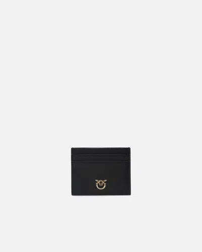 Pinko Leather Card Holder With Love Birds Logo In Multi