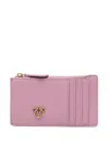Pinko Debossed-love Birds Logo Card Holder In Purple