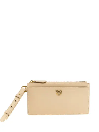 Pinko Leather Cardholder In Neutrals