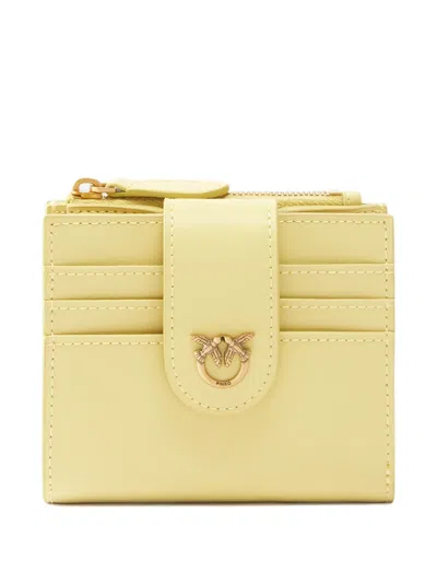 Pinko Leather Cardholder In Yellow