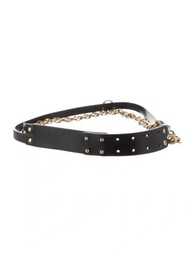 Pre-owned Pinko Leather Chain-link Belt In Black