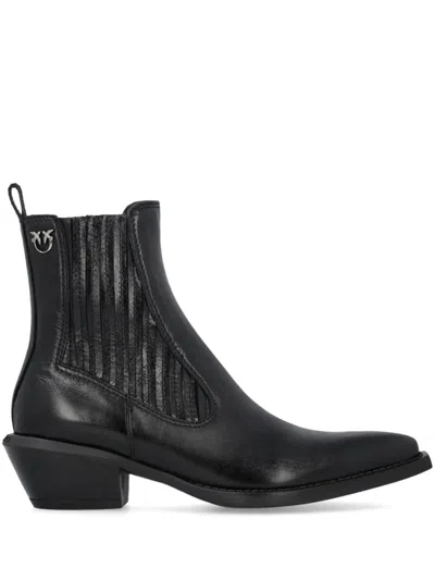 Pinko Leather Chelsea Boots In Black