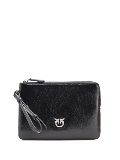 Pinko Leather Clutch Bag In Black