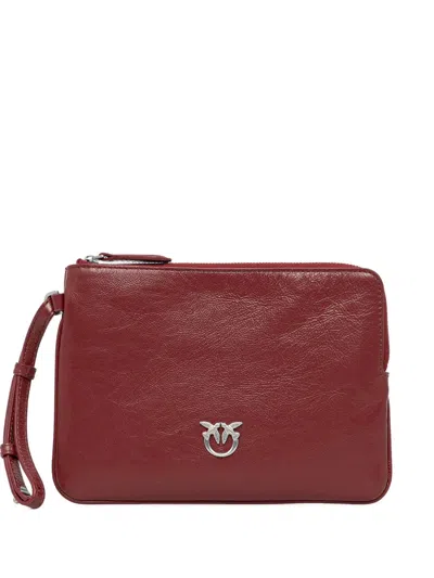 Pinko Leather Clutch Bag In Red