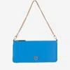 Pinko Leather Clutch Bag With Logo In Blue
