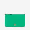 Pinko Leather Clutch Bag With Logo In Green