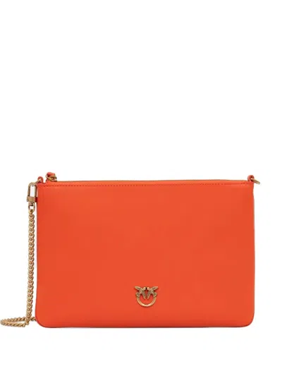 Pinko Leather Cross Body Bag In Orange