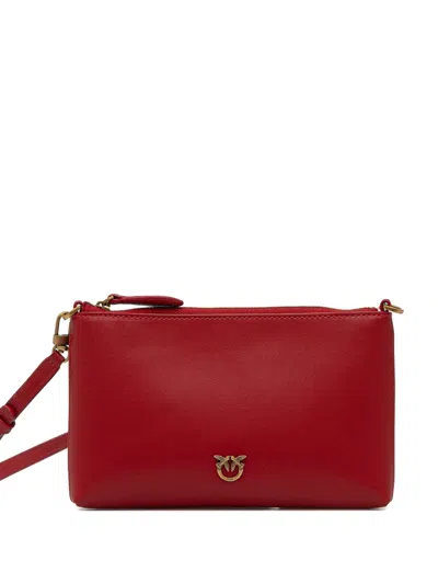 Pinko Leather Cross Body Bag In Red