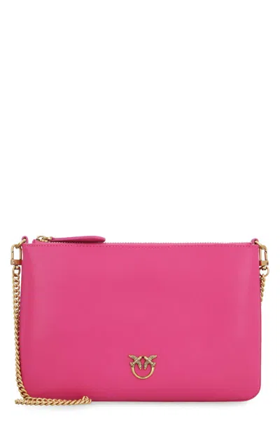 Pinko Logo-plaque Leather Satchel Bag In Pink