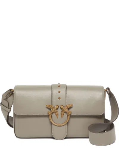 Pinko Leather Crossbody Bag In Green