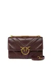 Pinko Bordeaux Leather Shoulder Bag With Chevron Design In Red