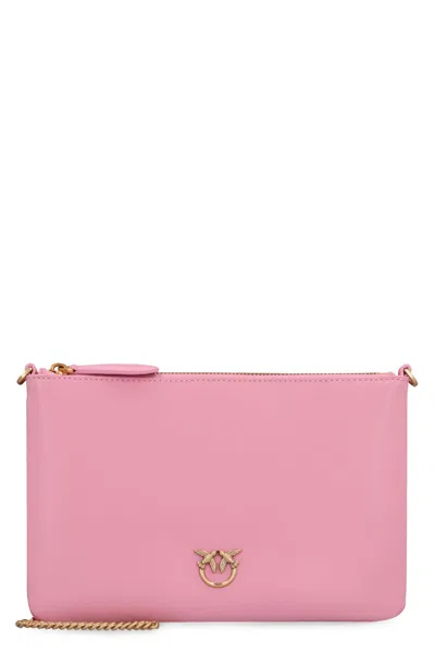 Pinko Love Leather Crossbody Bag In Nude & Neutrals