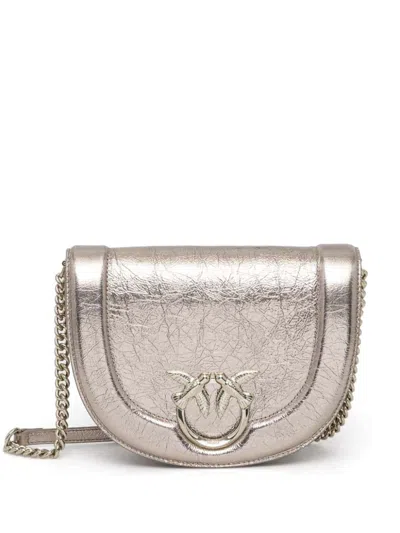 Pinko Mini Love Round Click Shoulder Bag In Silver