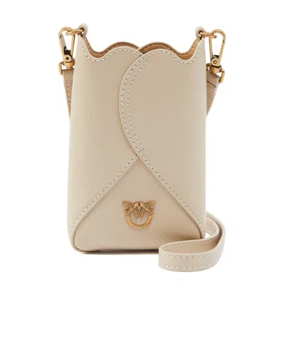 Pinko Leather Crossbody Smartphone Case In Nude