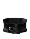 Pinko Wide Glossy Finish Elastic Back Belt In Black