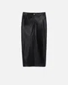 Pinko Leather-effect Midi Skirt With Slit In Limo Black