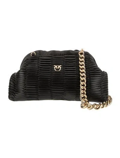 Pre-owned Pinko Leather Evening Bag In Black