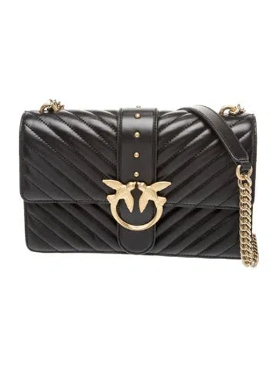 Pre-owned Pinko Leather Evening Bag In Black
