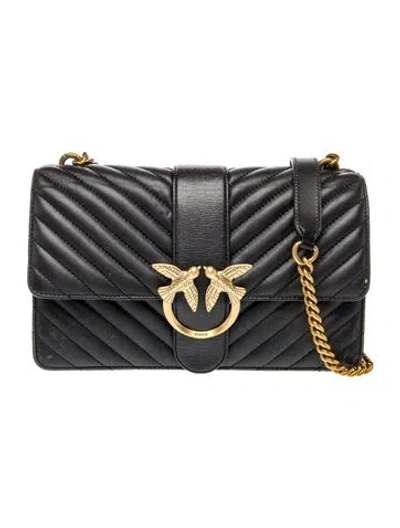 Pre-owned Pinko Leather Evening Bag In Black
