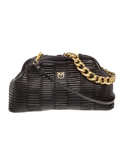 Pre-owned Pinko Leather Evening Bag In Black