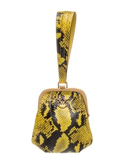 Pre-owned Pinko Leather Evening Bag In Yellow