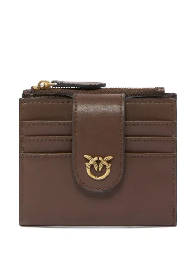 Pinko Leather Flap Wallet In Brown