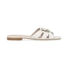 Pinko Milk Calf Leather Slippers With Striped Structure And Golden Details In Milk