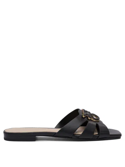 Pinko Leather Flats In Black