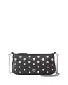 Pinko Petit Sac Porté Épaule Mini Half Moon Baguette En Cuir À Strass In Black