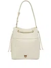 Pinko Leather Handbag With Gold Accents And Drawstring Closure In White